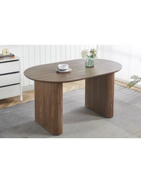 MESA COMEDOR OVAL EXTENSIBLE 150 - 190 - 230 CM PIETRA NOGAL