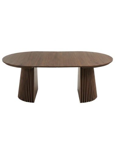 MESA COMEDOR REDONDA EXTENSIBLE KEANU 120 - 160 - 200 x 120 CM NOGAL