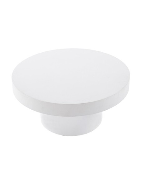 MESA BAJA REDONDA 90 CM MICROCEMENTO BLANCO