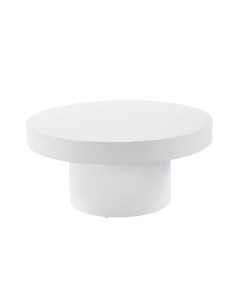 MESA BAJA REDONDA 66 CM MICROCEMENTO BLANCO