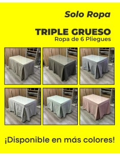 Ropa de mesa de camilla - Triple Grueso Antimanchas 6 Pliegues - Varios Colores