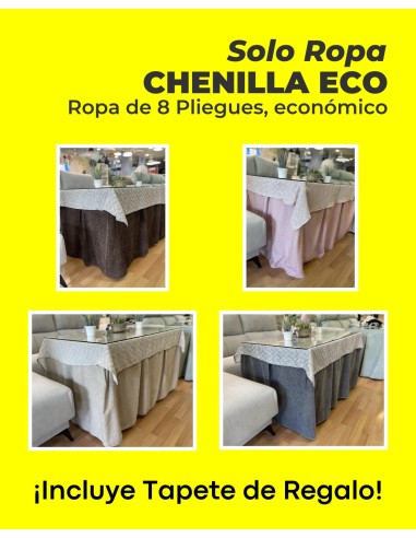 Ropa Chenilla Eco 8 Pliegues Colores Variados (Incluye tapete de regalo)