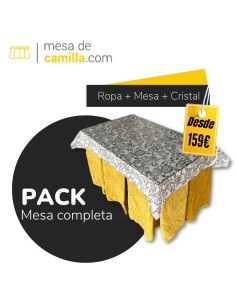 Mesa Camilla Rectangular o Cuadrada completa | Mesa + faldillas + Cristal