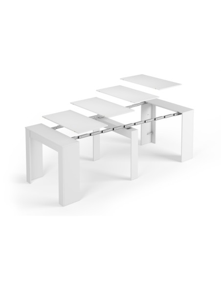 FUNZIONALE CONSOLA comedor 90x50-237 EXTENSIBLE BLANCO BRILLO