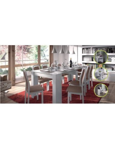 FUNZIONALE CONSOLA comedor 90x50-237 EXTENSIBLE BLANCO BRILLO