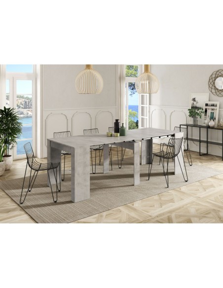 FUNZIONALE CONSOLA comedor 90x50-237 EXTENSIBLE CEMENTO
