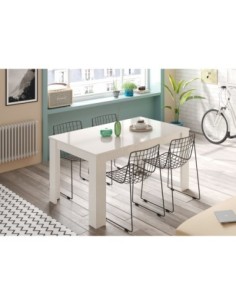 PRACTICO Mesa de comedor 90x140-190 EXTENSIBLE BLANCO BRILLO 2