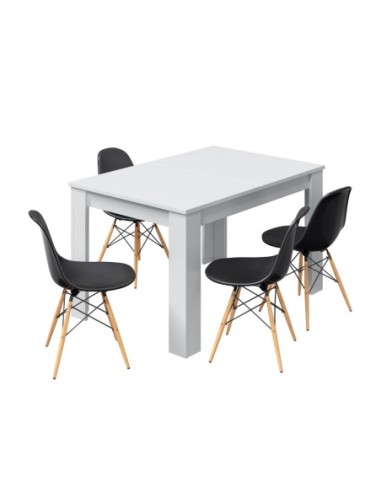 PRACTICO Mesa de comedor 90x140-190 EXTENSIBLE BLANCO BRILLO