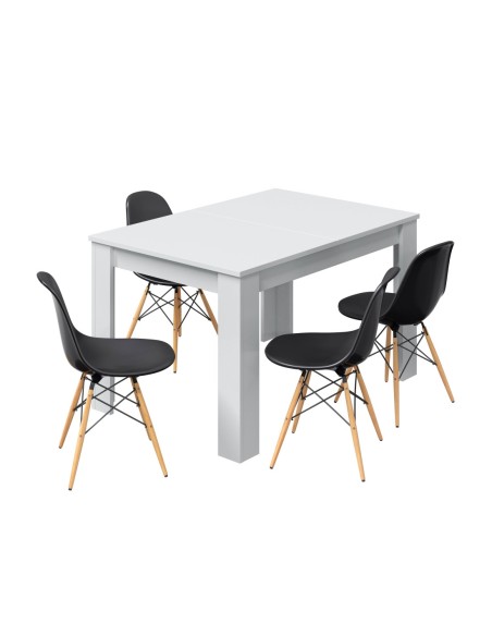 PRACTICO Mesa de comedor 90x140-190 EXTENSIBLE BLANCO BRILLO