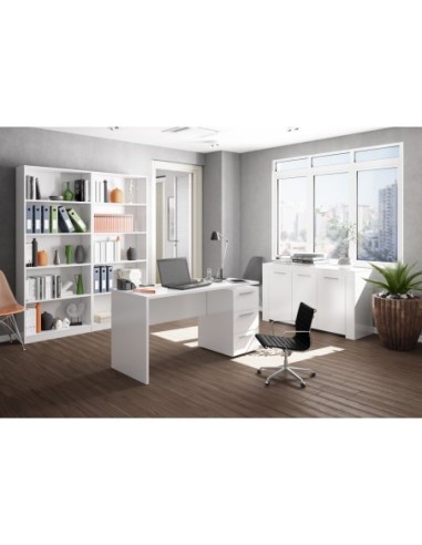 THEON Mesa despacho 3 cajones BLANCO ARTIK