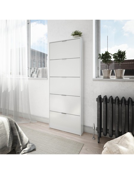 MAELYS Zapatero 5 puertas (15 pares) BLANCO BRILLO