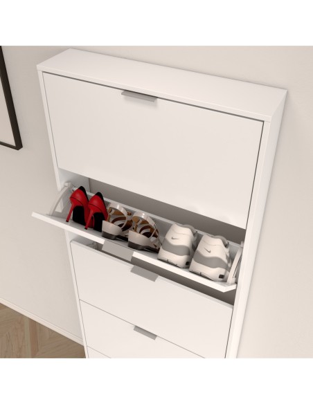 MAELYS Zapatero 5 puertas (15 pares) BLANCO BRILLO