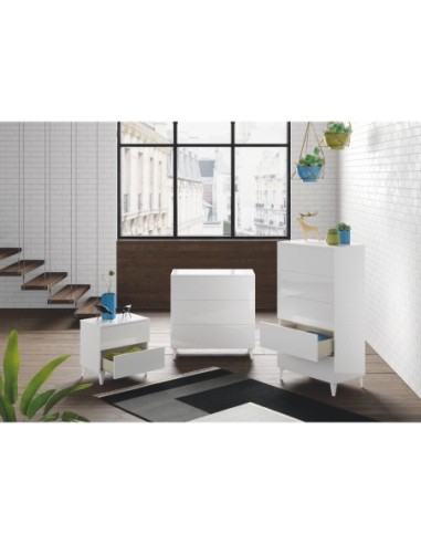 DIVA Mesita 2 cajones + 4 patas BLANCO BRILLO