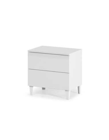 DIVA Mesita 2 cajones + 4 patas BLANCO BRILLO