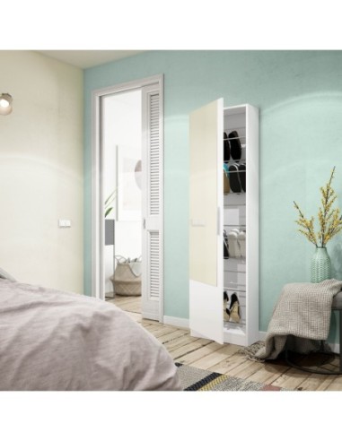 GUSTO Zapatero 1puerta + espejo (6 alturas-12varillas) BLANCO ARTIK