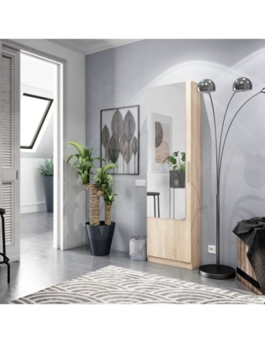 GUSTO Zapatero 1puerta + espejo (6 alturas-12varillas) ROBLE CANADIAN