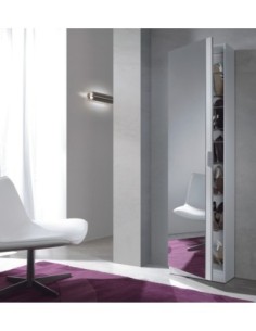 KRIS Zapatero 1puerta + espejo (6 alturas-12varillas) BLANCO BRILLO