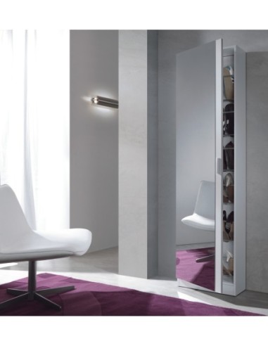 KRIS Zapatero 1puerta + espejo (6 alturas-12varillas) BLANCO BRILLO