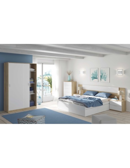 NOON PLUS Cabezal + 2 mesitas (2C) ROBLE CANADIAN/BLANCO ARTIK