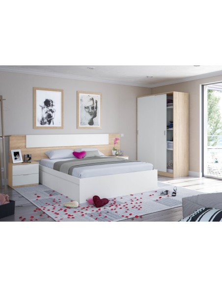 NOON PLUS Cabezal + 2 mesitas (2C) ROBLE CANADIAN/BLANCO ARTIK