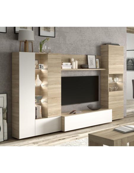 DISEGNO Salón compacto 260 ROBLE CANADIAN/BL.BRILLO