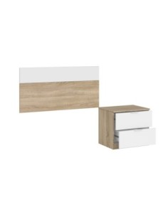 LUCA Cabezal 100 +mesita con 2 cajones R.CANADIAN/BLANCO ARTIK