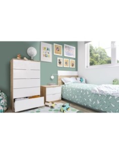 LUCA Cabezal 100 +mesita con 2 cajones R.CANADIAN/BLANCO ARTIK 2