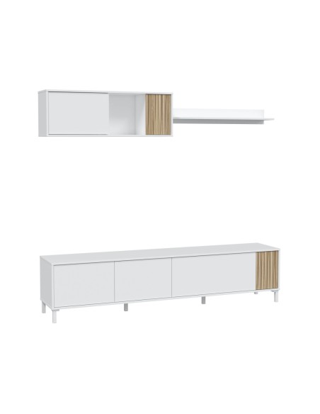 TEMPUS Salón mueble TV BLANCO ARTIK/NATUR
