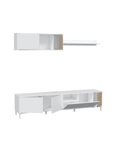 TEMPUS Salón mueble TV BLANCO ARTIK/NATUR