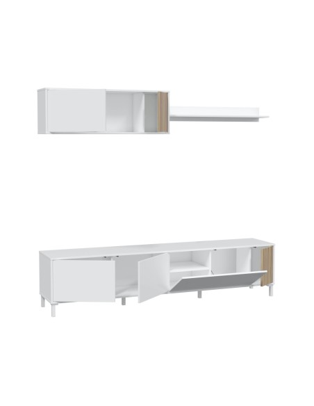TEMPUS Salón mueble TV BLANCO ARTIK/NATUR