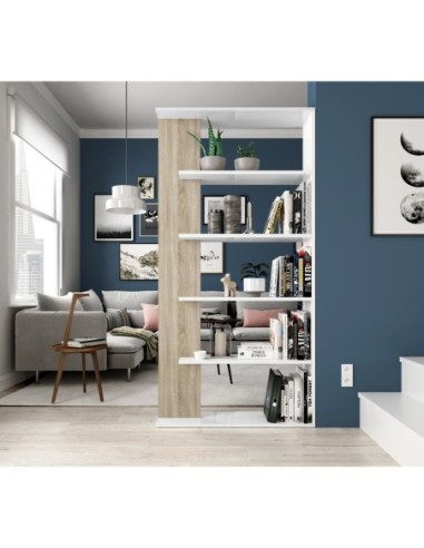 LORAS Estantería BLANCO ARTIK/ROBLE CANADIAN