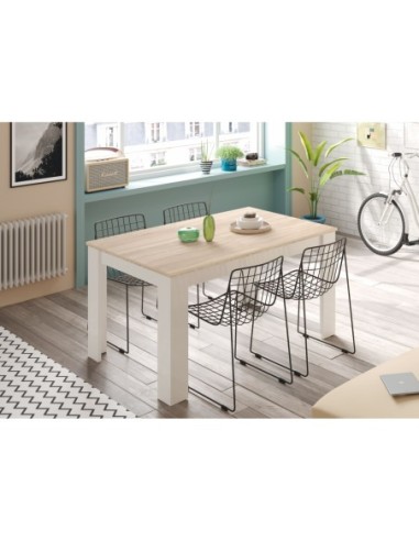 PRACTICO Mesa de comedor 90x140-190 EXTENSIBLE ROBLE CANADIAN/BLANCO ARTIK