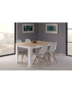 PRACTICO Mesa de comedor 90x140-190 EXTENSIBLE ROBLE CANADIAN/BLANCO ARTIK 2