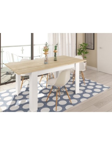 PRACTICO Mesa de comedor 90x140-190 EXTENSIBLE ROBLE CANADIAN/BLANCO ARTIK