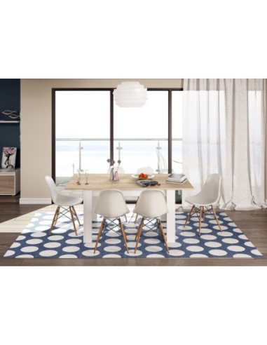 PRACTICO Mesa de comedor 90x140-190 EXTENSIBLE ROBLE CANADIAN/BLANCO ARTIK