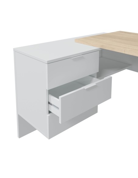 STYLE Mesa despacho con buc (reversible) ROBLE CANADIAN/BLANCO ARTIK