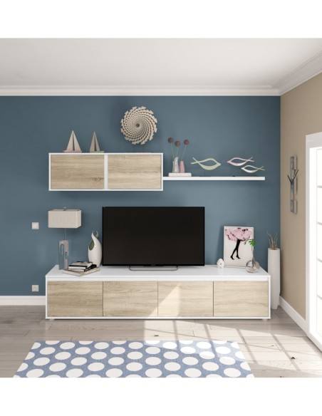 HOME Salón TV ROBLE CANADIAN/BLANCO ARTIK