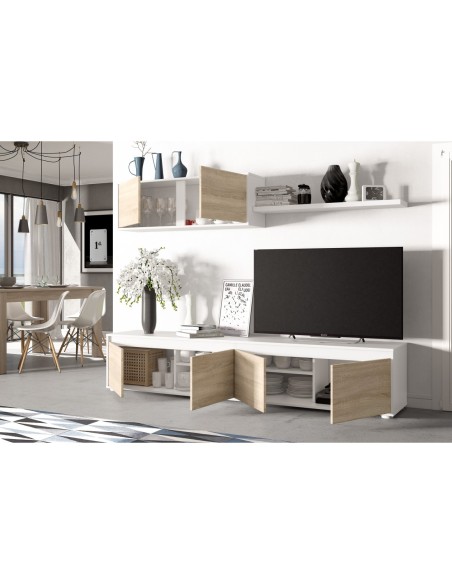 HOME Salón TV ROBLE CANADIAN/BLANCO ARTIK
