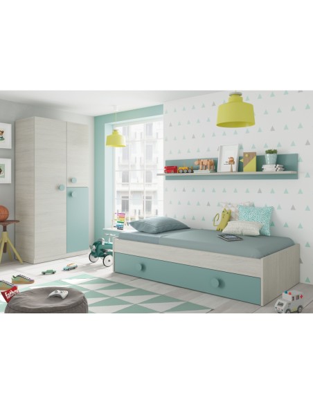 ENJOY Armario JUVENIL 3p BLANCO ALPES/VERDE ACQUA