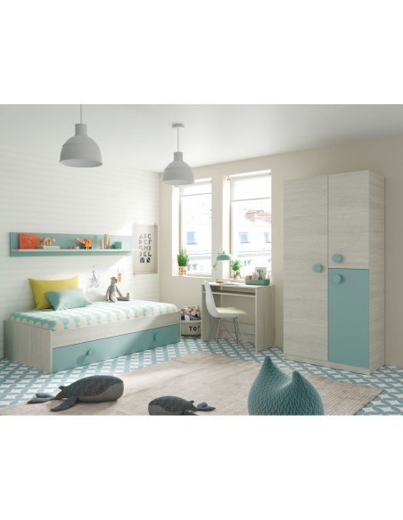 ENJOY Armario JUVENIL 3p BLANCO ALPES/VERDE ACQUA