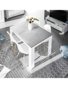 PRÁCTICO Mesa de comedor 90x140-190 EXTENSIBLE CEMENTO/ BL. ARTIK 2