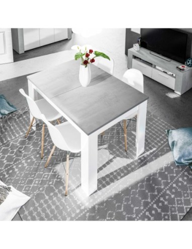PRÁCTICO Mesa de comedor 90x140-190 EXTENSIBLE CEMENTO/ BL. ARTIK