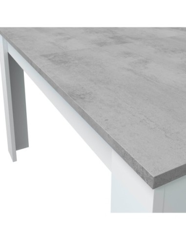 PRÁCTICO Mesa de comedor 90x140-190 EXTENSIBLE CEMENTO/ BL. ARTIK