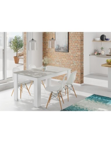 PRÁCTICO Mesa de comedor 90x140-190 EXTENSIBLE CEMENTO/ BL. ARTIK
