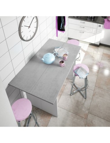 OGGI Mesa consola desplegable 35-70 BLANCO ARTIK/CEMENTO