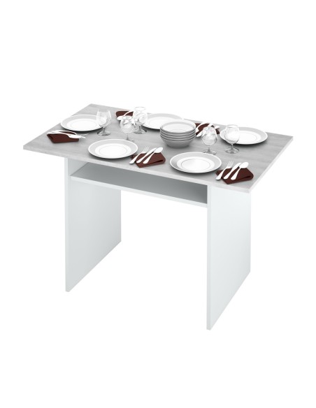 OGGI Mesa consola desplegable 35-70 BLANCO ARTIK/CEMENTO