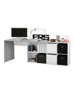 OFFICE Mesa escritorio con buc  BLANCO ARTIK/CEMENTO 2