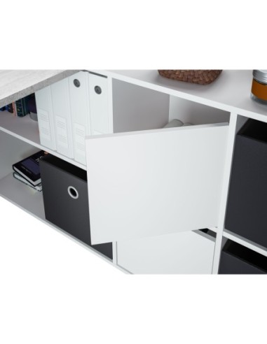 OFFICE Mesa escritorio con buc  BLANCO ARTIK/CEMENTO