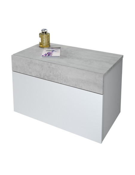 Cabezal + 2 mesitas 1 cajón  BLANCO ARTIK/CEMENTO