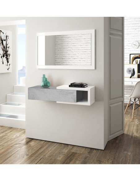 ENZO Recibidor 1c + espejo CEMENTO/BLANCO ARTIK